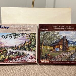 Two HERITAGE PUZZLE INC puzzles 550 & 1000 pcs North Carolina Mountains